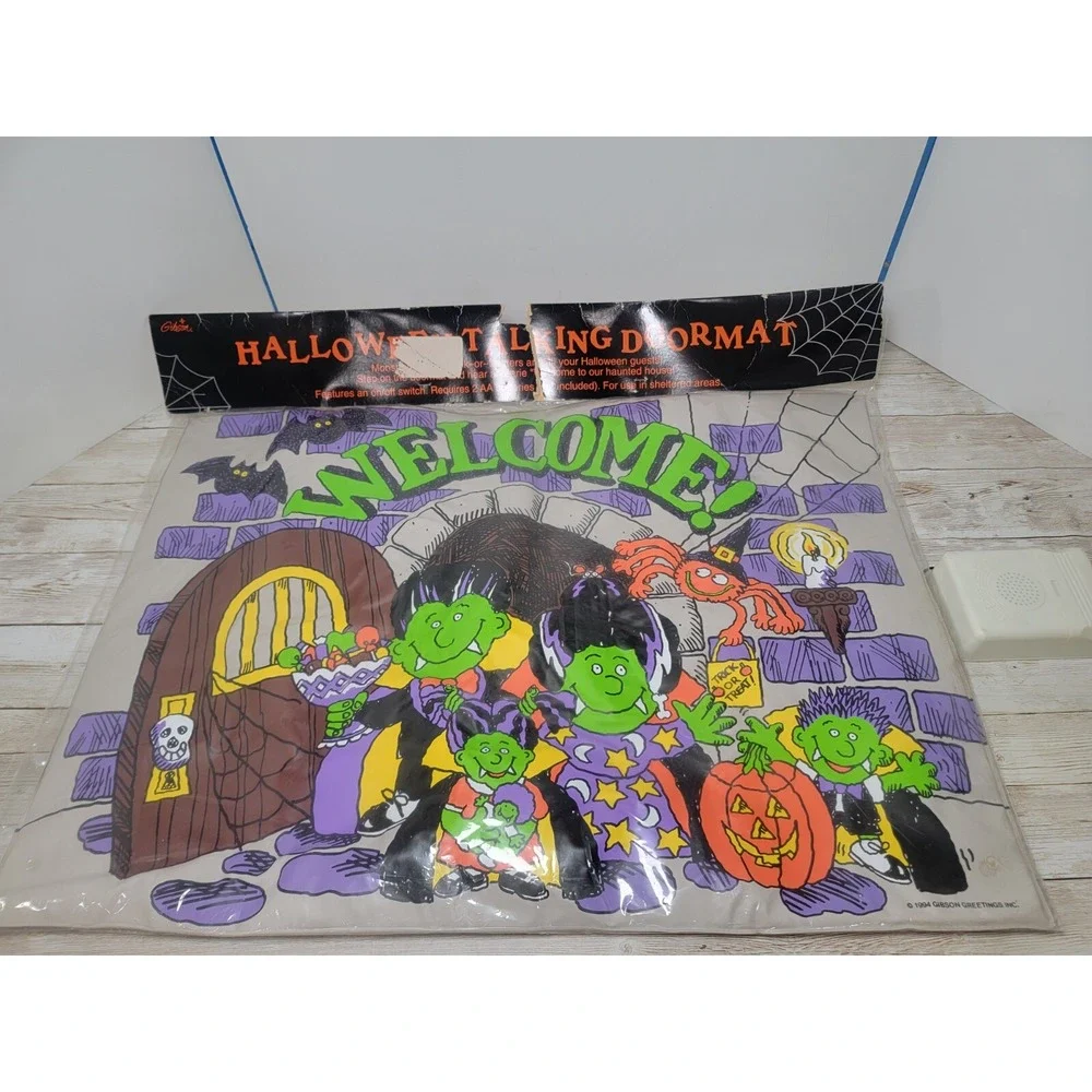 Welcome Halloween Gibson Greetings Vtg 994 Talking Doormat Trick Or Treat New